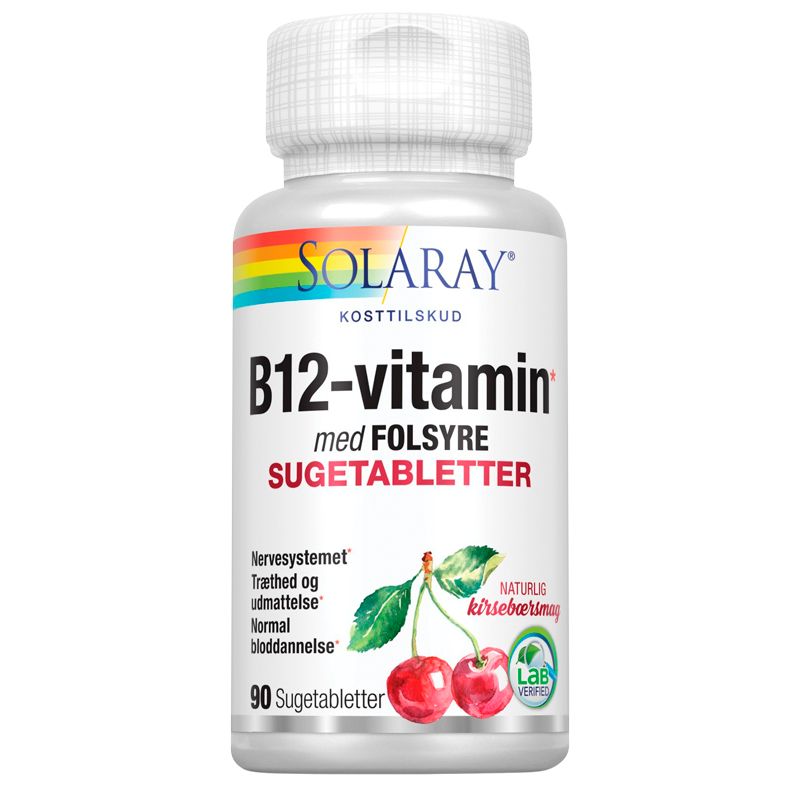 Køb Solary B12 Vitamin Med Folsyre Sugetabletter - 90 Stk.