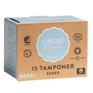 Ginger Organic Tampon u. indføringshylster, Normal Ø - 18 stk. |