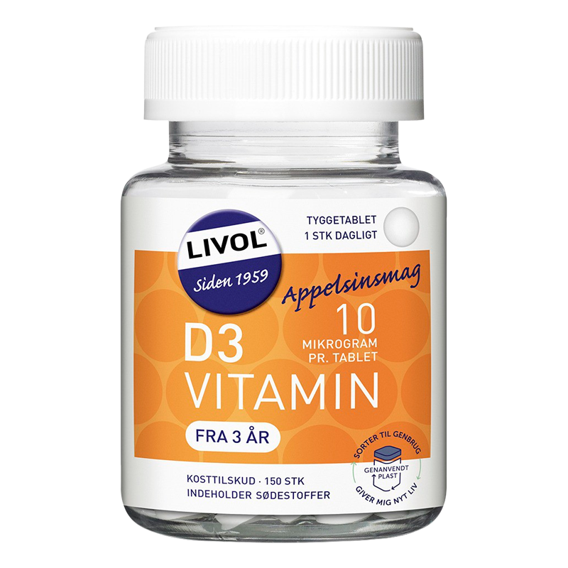 Spis aftensmad Ende Arab Livol D-vitamin 10µg Tyggetabletter (150 tab) | ORKLA-451138109